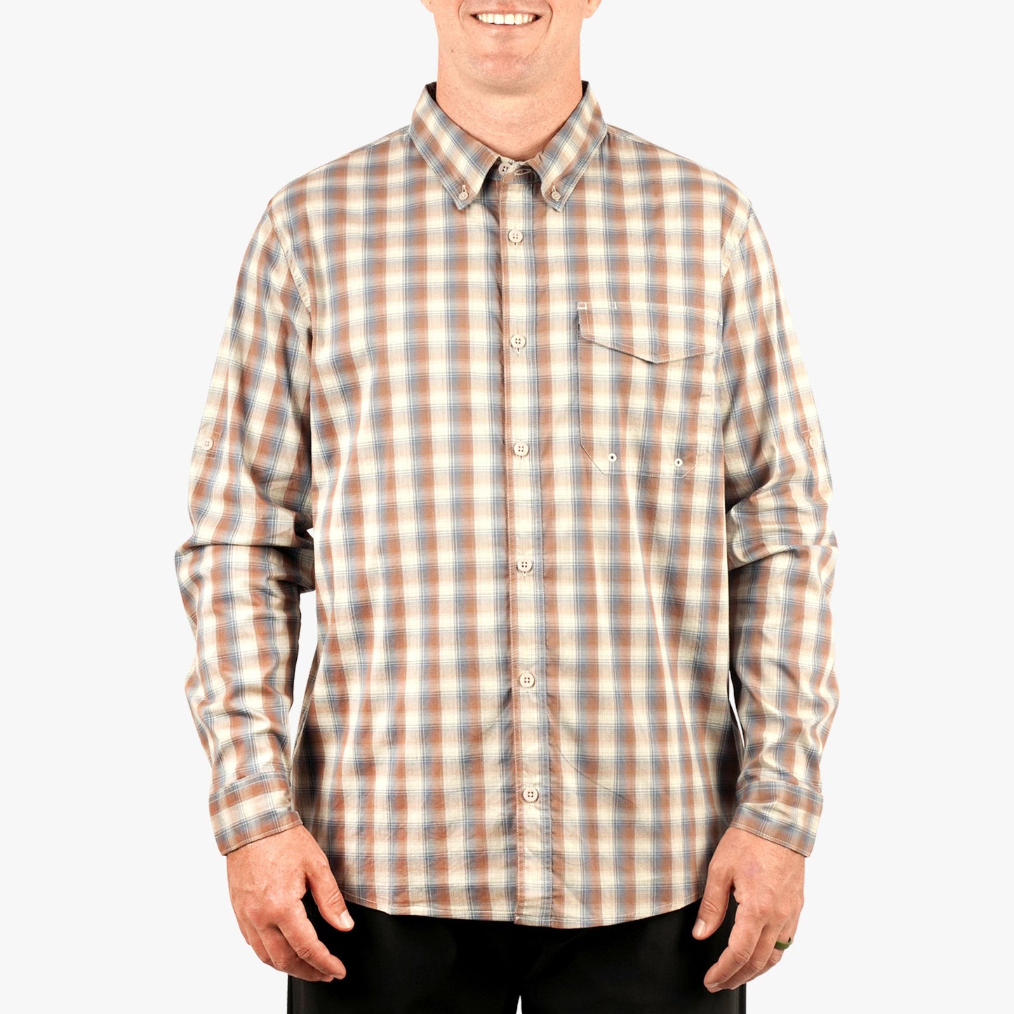 AFTCO Portside LS Button Down Fishing Shirt Jade Dust
