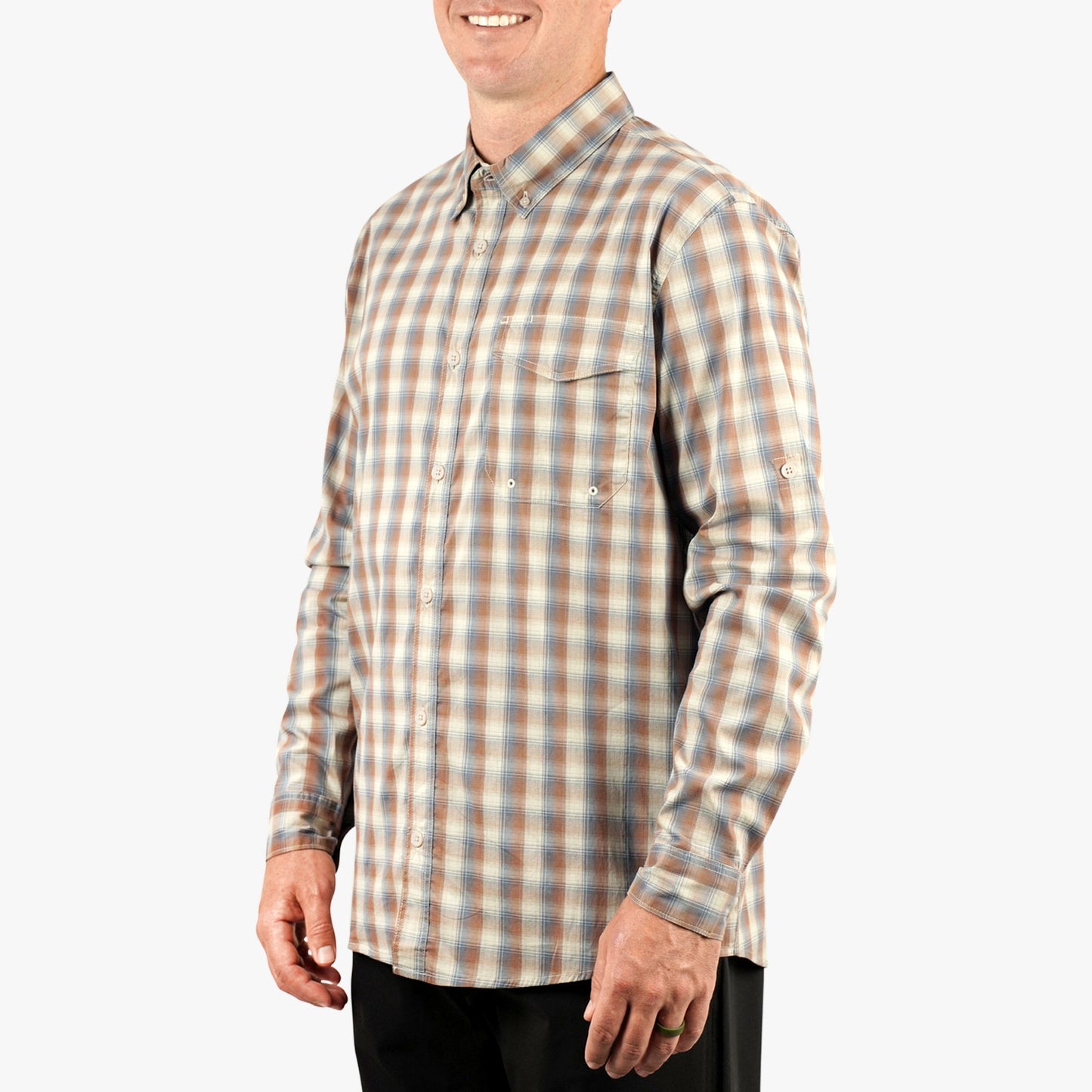 AFTCO Portside LS Button Down Fishing Shirt Jade Dust
