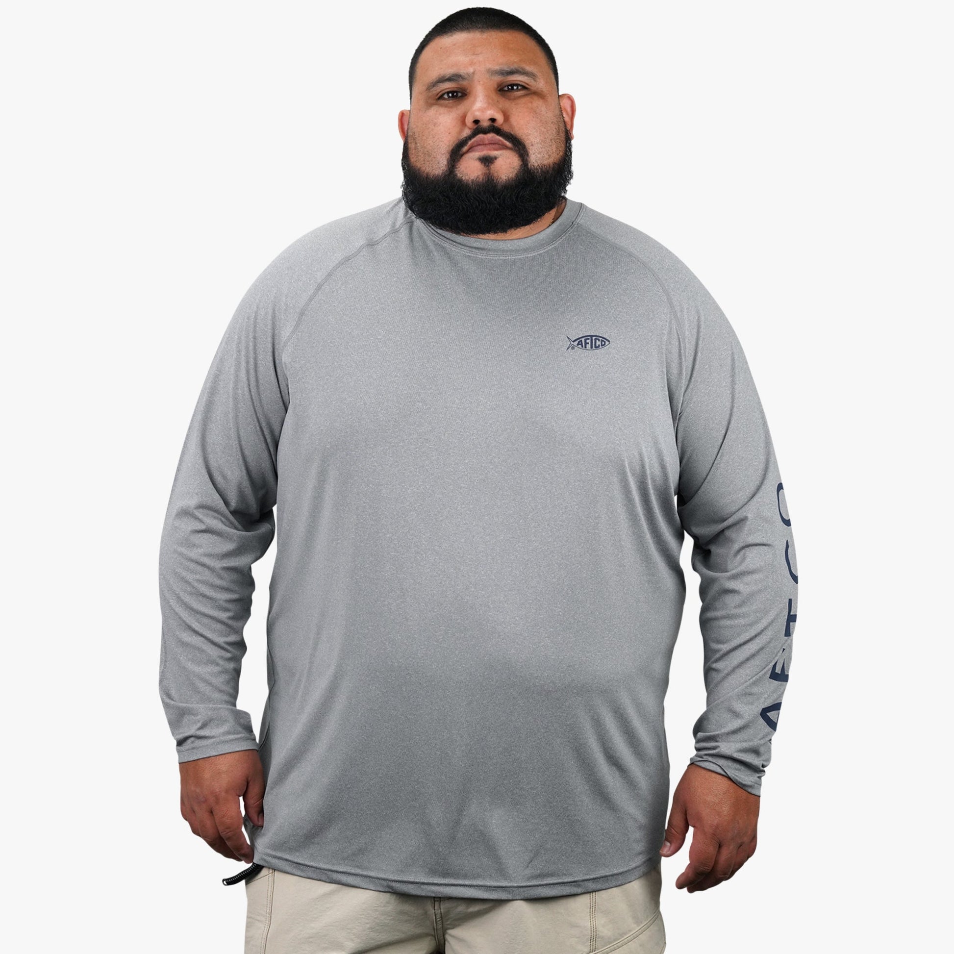 AFTCO Big Guy Samurai LS Performance Shirt Steel Heather