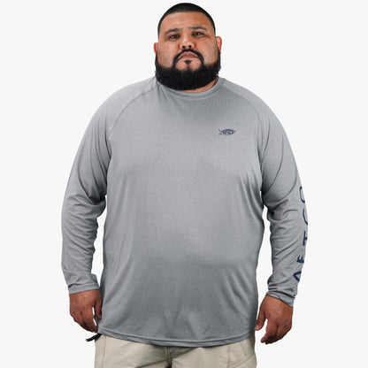 AFTCO Big Guy Samurai LS Performance Shirt Steel Heather