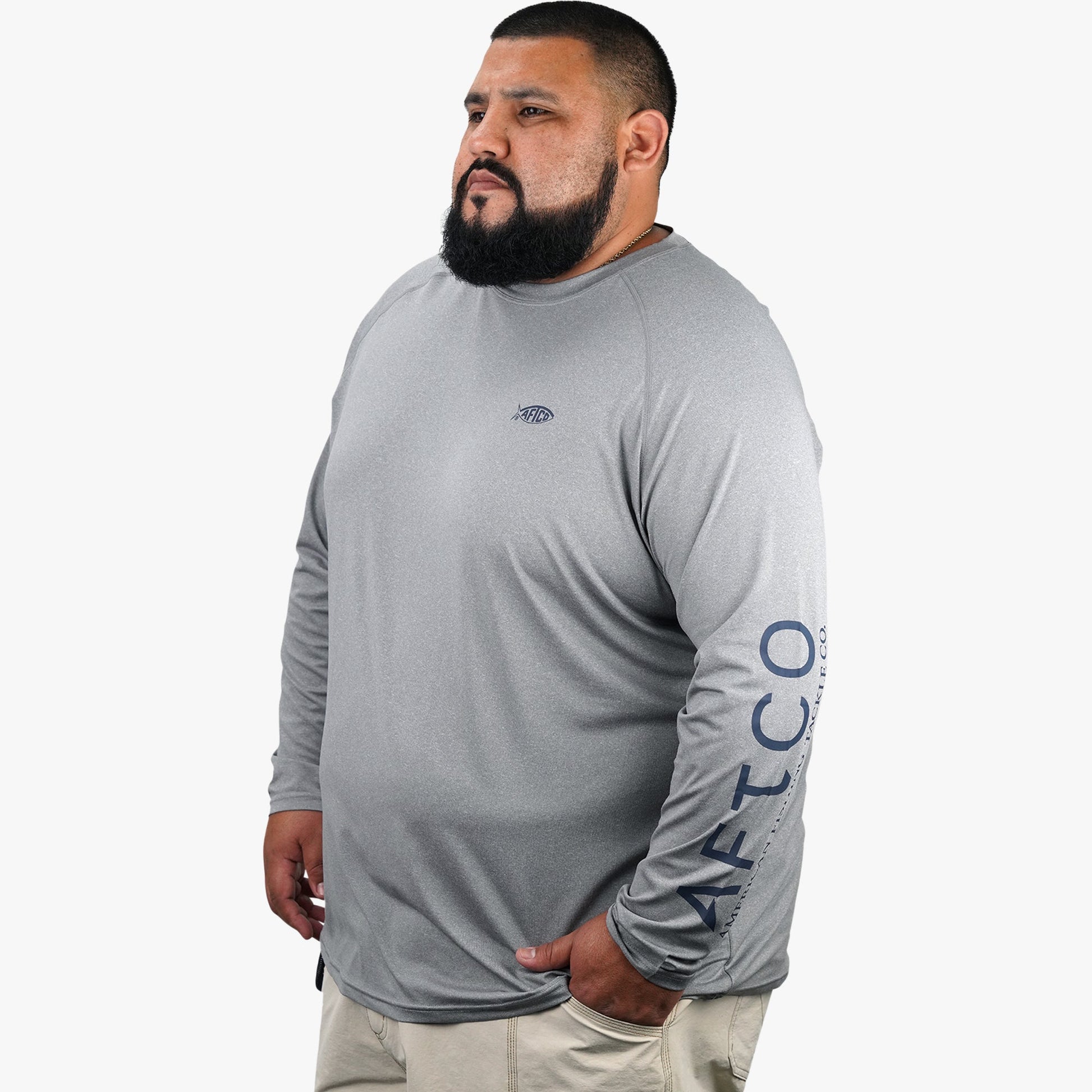 AFTCO Big Guy Samurai LS Performance Shirt Steel Heather