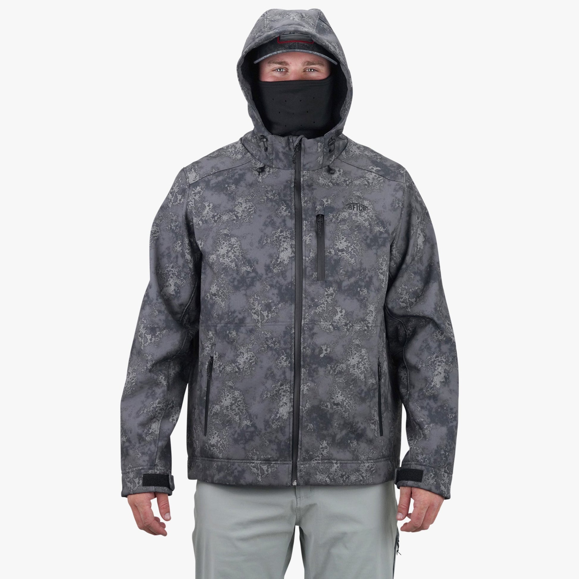 AFTCO Reaper Tactical Zip Up Camo Softshell Jacket Chr Acid Camo