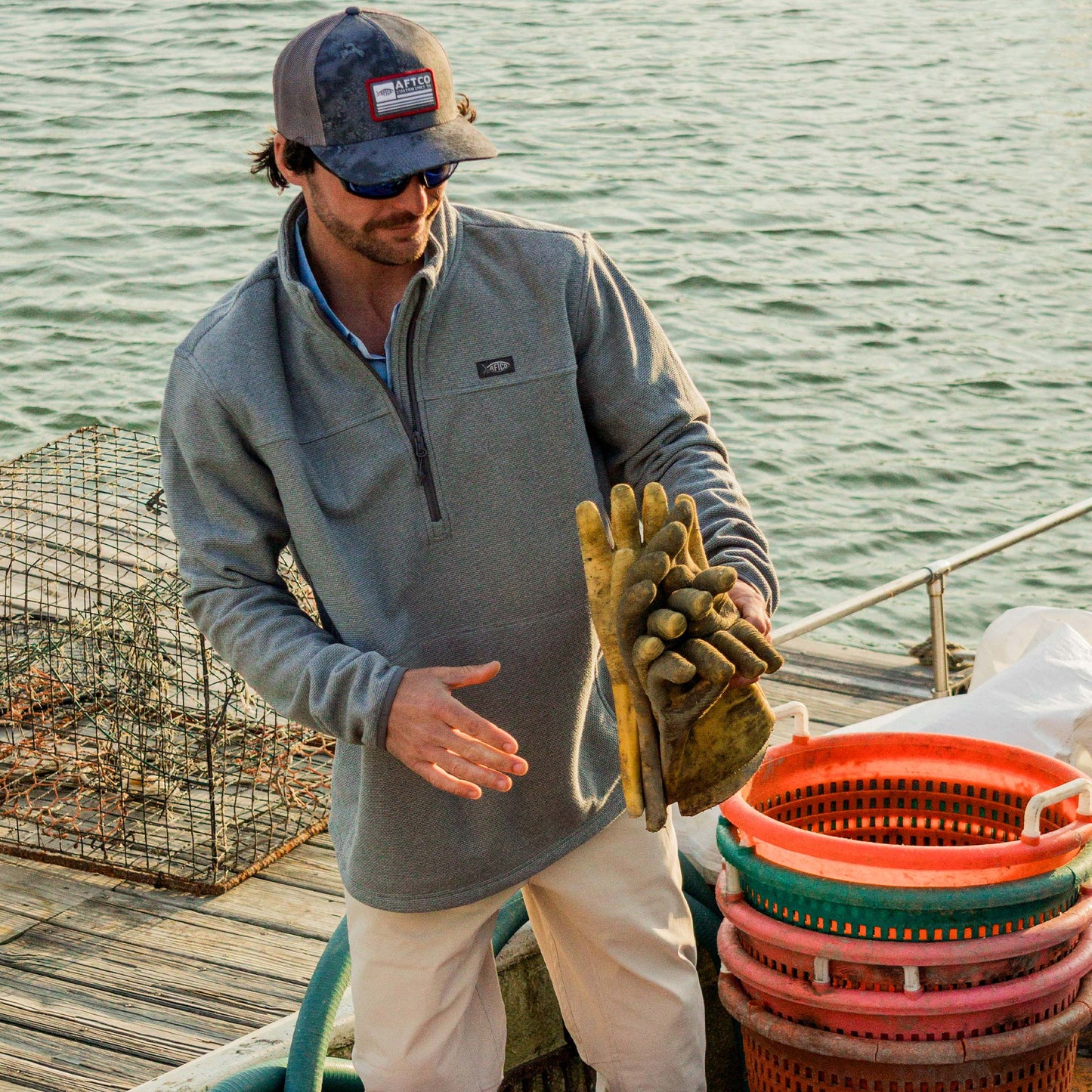 AFTCO Sentinel ¼ Zip Pullover Bering Sea Heather