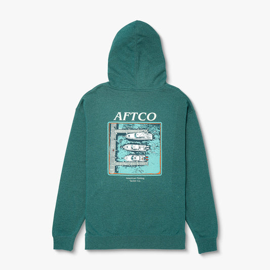 AFTCO Docked Mens Pullover Sweatshirt Hoodie Dark Sea Heather