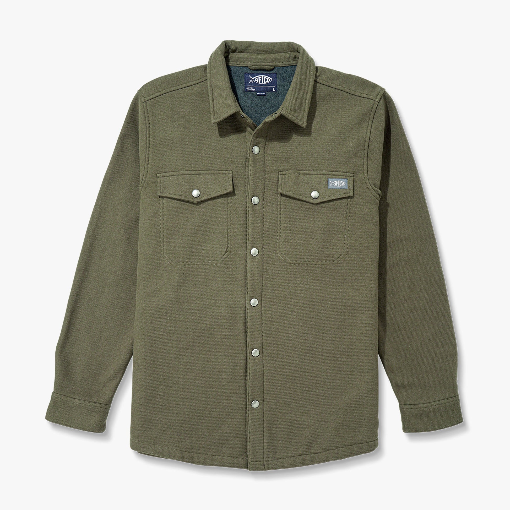 AFTCO Stout Button Up Flannel Shacket Chocolate Chip