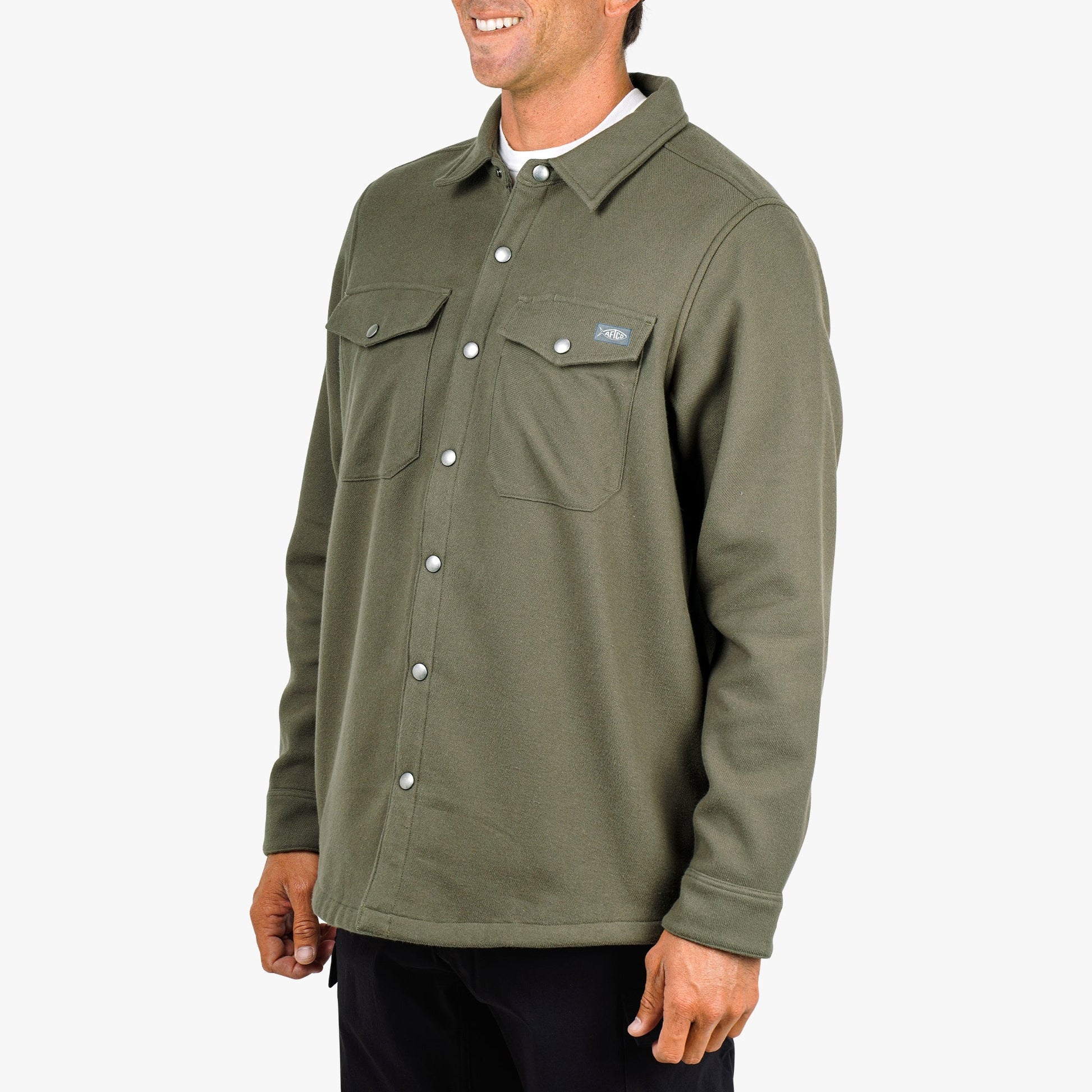 AFTCO Stout Button Up Flannel Shacket Chocolate Chip