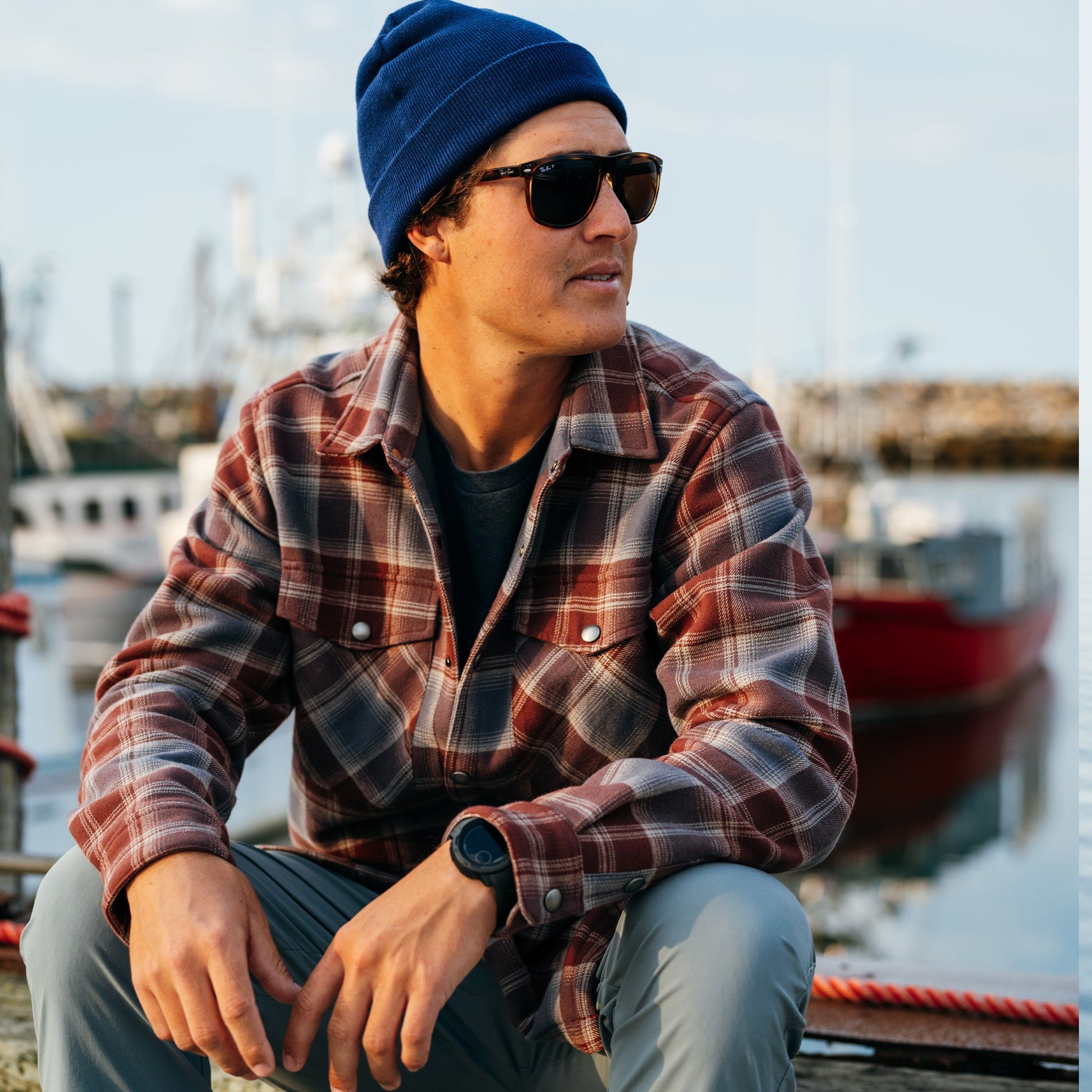 AFTCO Stout Button Up Flannel Shacket Chocolate Chip