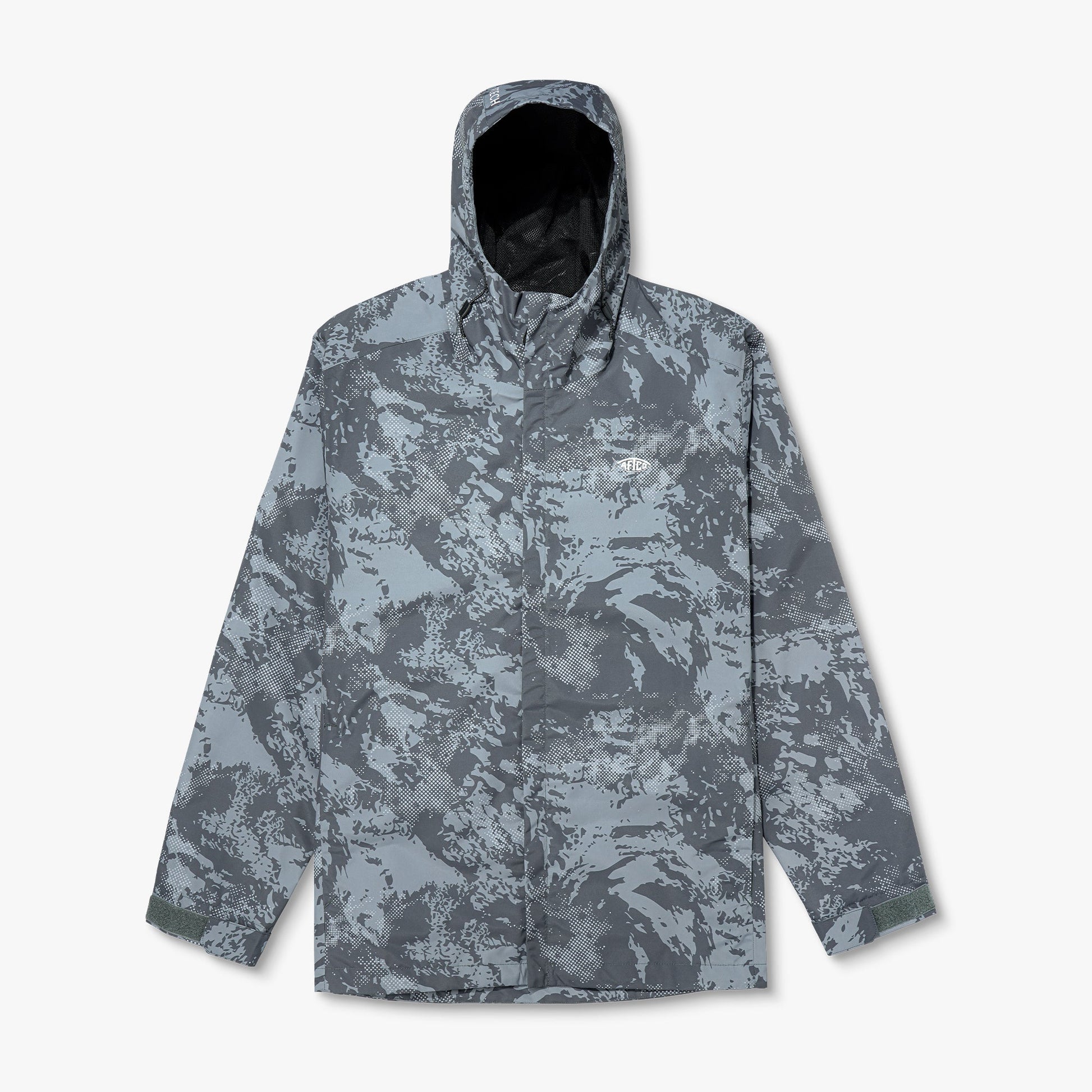 AFTCO Crossing Printed Camo Fishing Jacket Steel Storm Camo