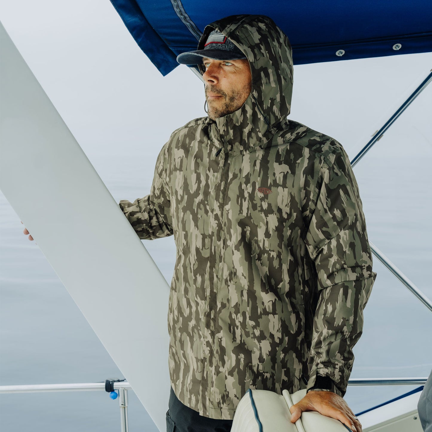 AFTCO Crossing Printed Camo Fishing Jacket Steel Storm Camo