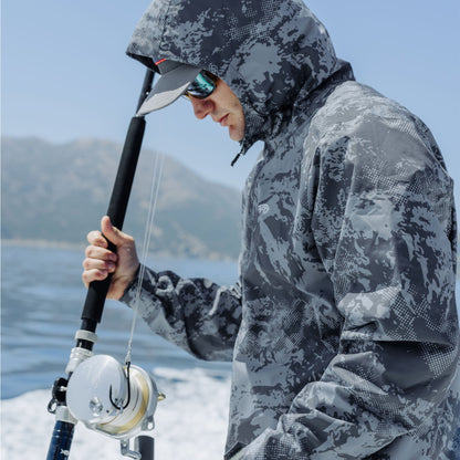 AFTCO Crossing Printed Camo Fishing Jacket Steel Storm Camo