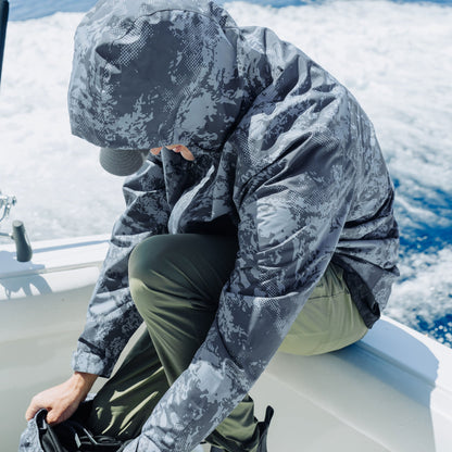 AFTCO Crossing Printed Camo Fishing Jacket Steel Storm Camo