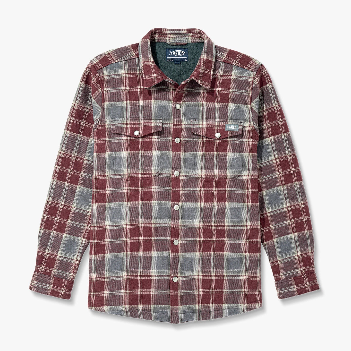 AFTCO Stout Button Up Flannel Shacket Sable