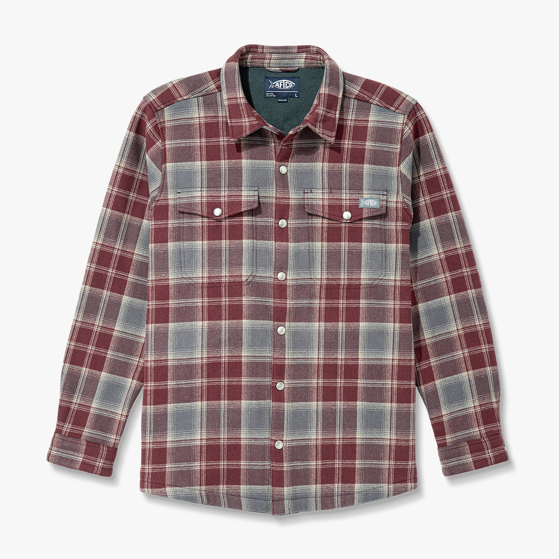 AFTCO Stout Button Up Flannel Shacket Sable