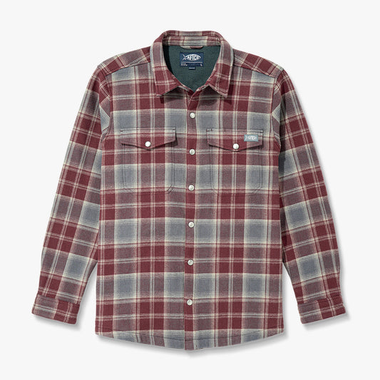 AFTCO Stout Button Up Flannel Shacket Sable