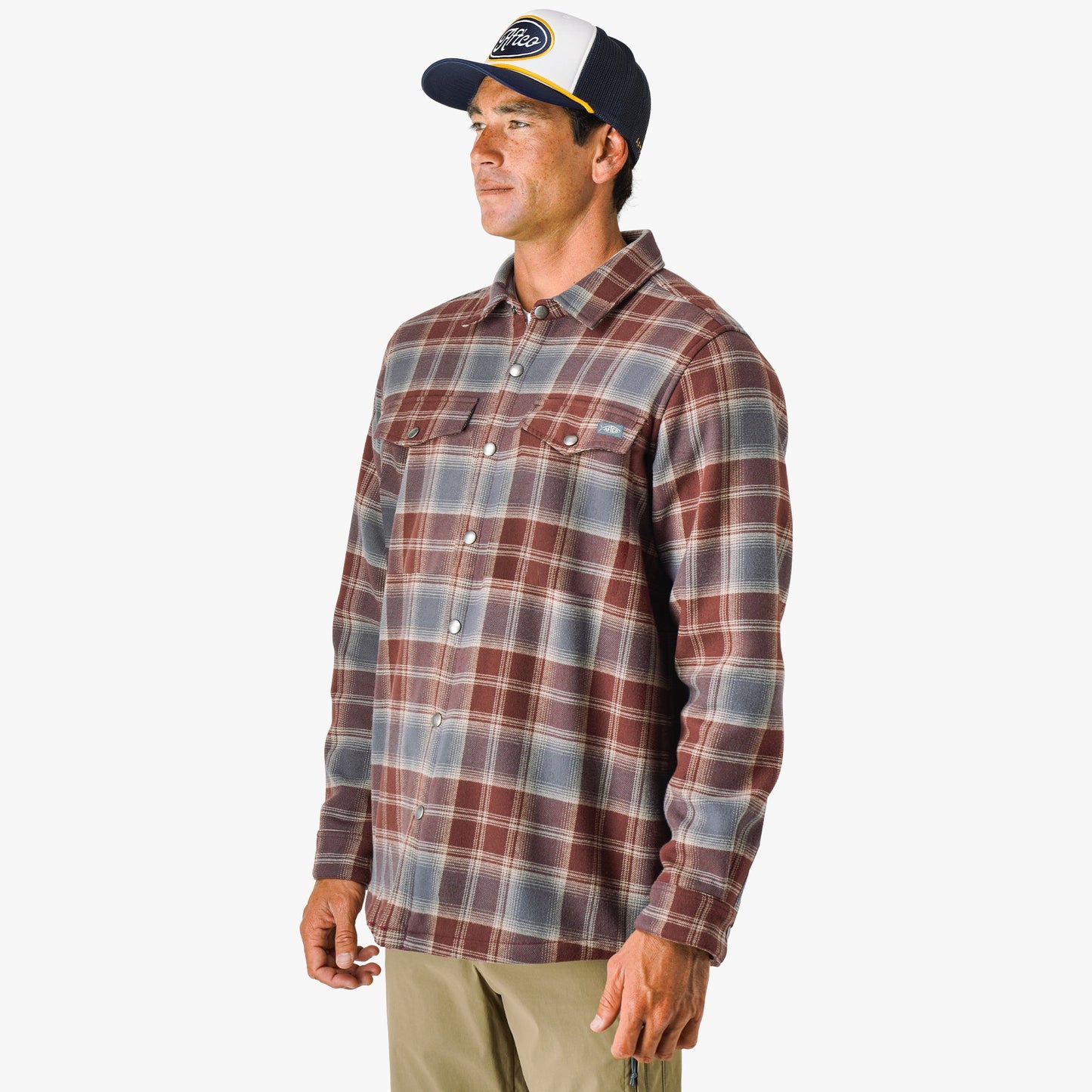 AFTCO Stout Button Up Flannel Shacket Sable