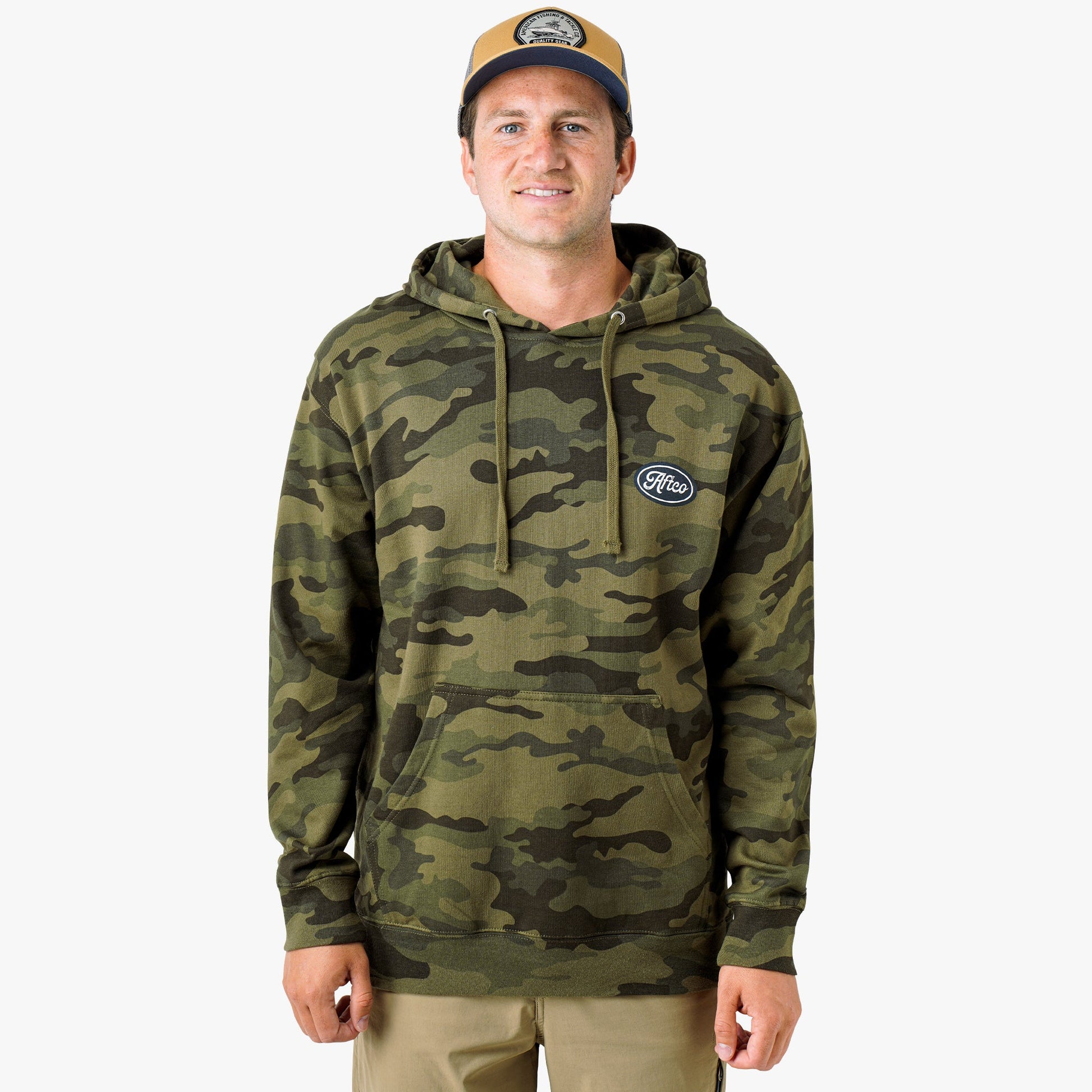 AFTCO Powerboat Mens Pullover Hoodie Forest Camo