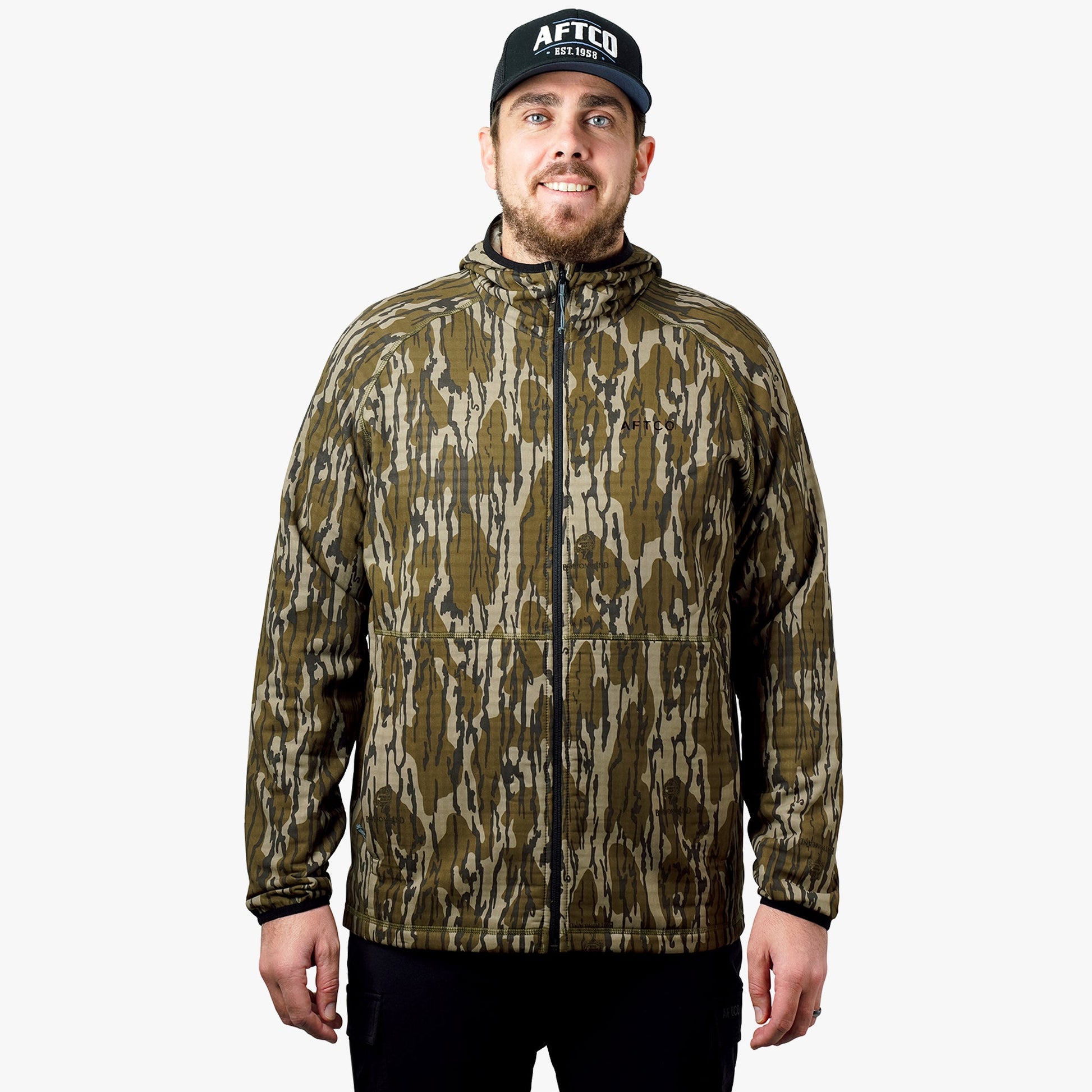 AFTCO ArmourLoft Mossy Oak Full Zip Fishing Hoodie OG Bottomland