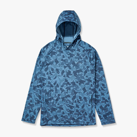 AFTCO Coastal Layer Printed Camo Fishing Hoodie Navy Grander Camo
