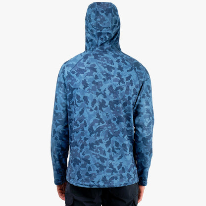 AFTCO Coastal Layer Printed Camo Fishing Hoodie Navy Grander Camo