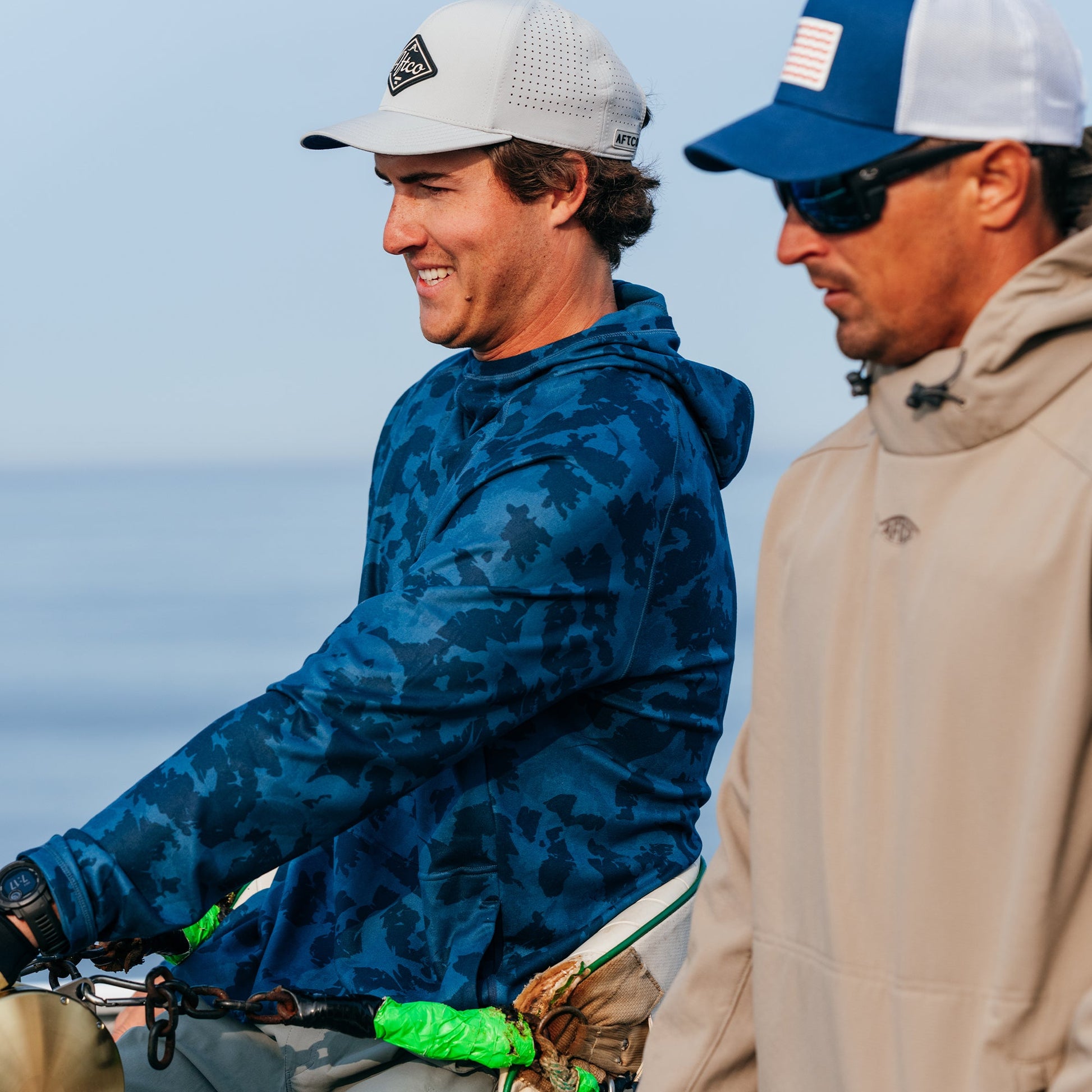 AFTCO Coastal Layer Printed Camo Fishing Hoodie Navy Grander Camo