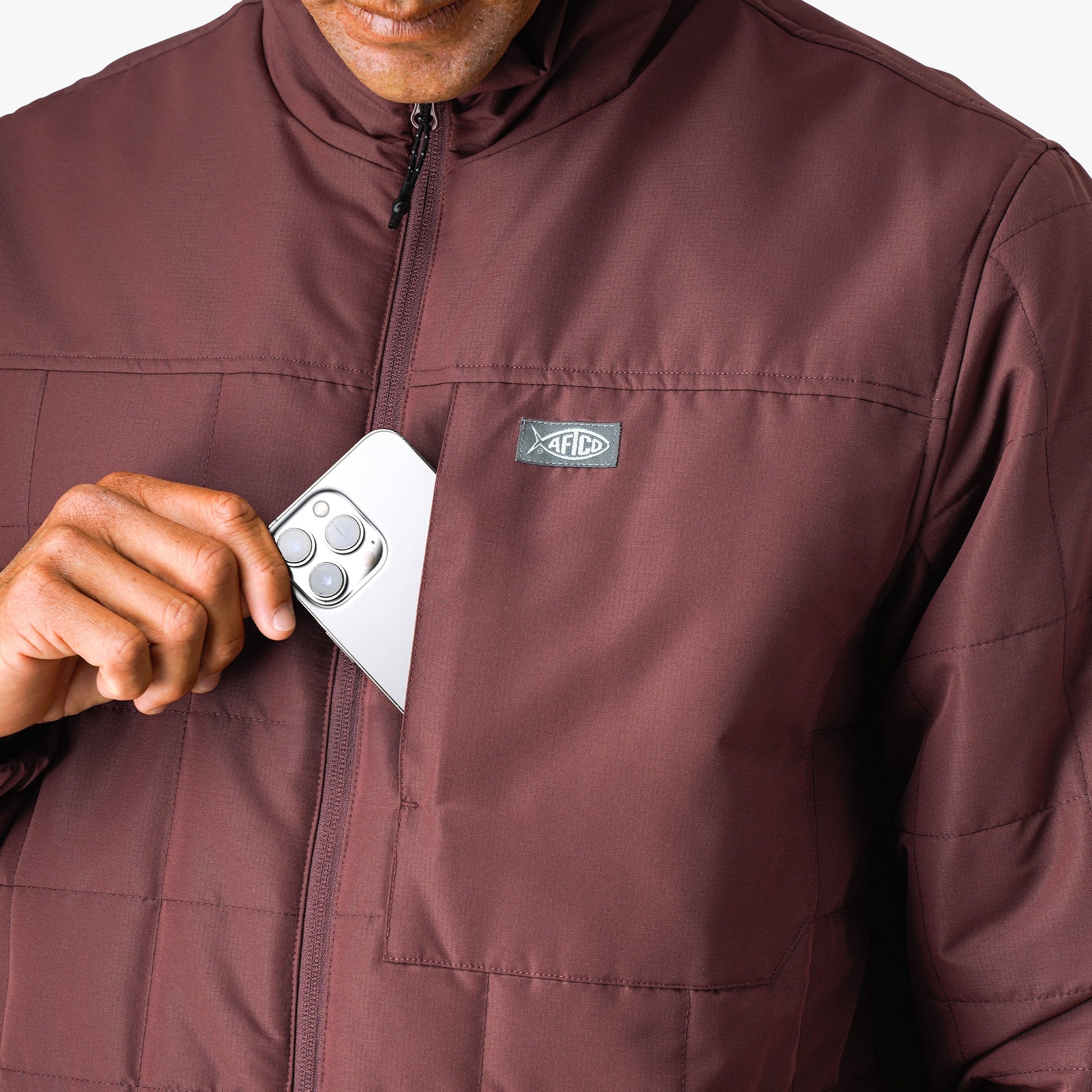 AFTCO Crosswind Insulated Fishing Puffer Jacket Sable