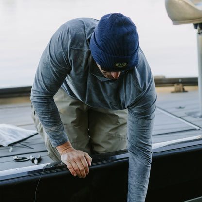 AFTCO Chevron Waffle Fishing Beanie Navy