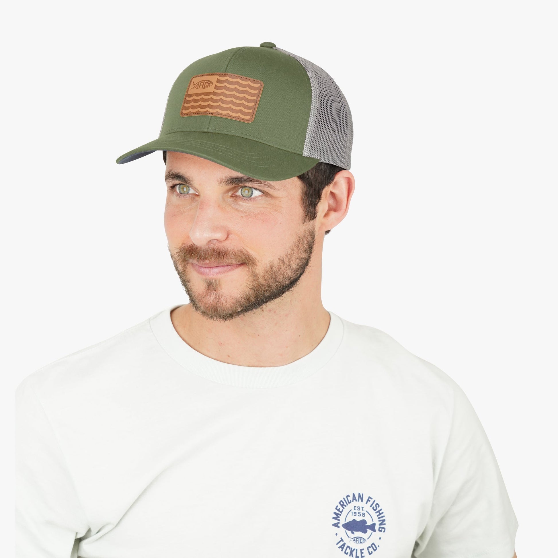 AFTCO Canton Fishing Trucker Hat Gray Heather