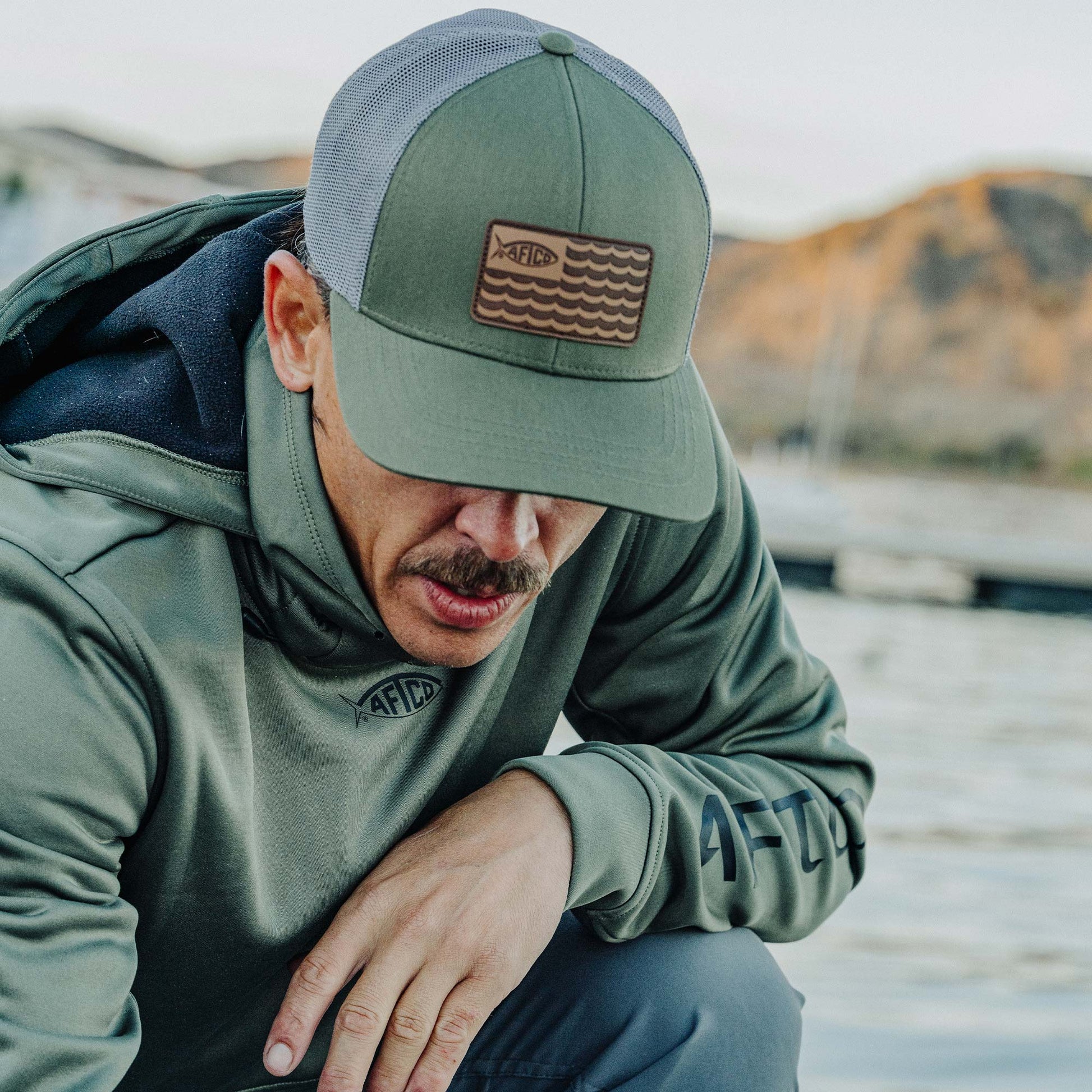 AFTCO Canton Fishing Trucker Hat Gray Heather