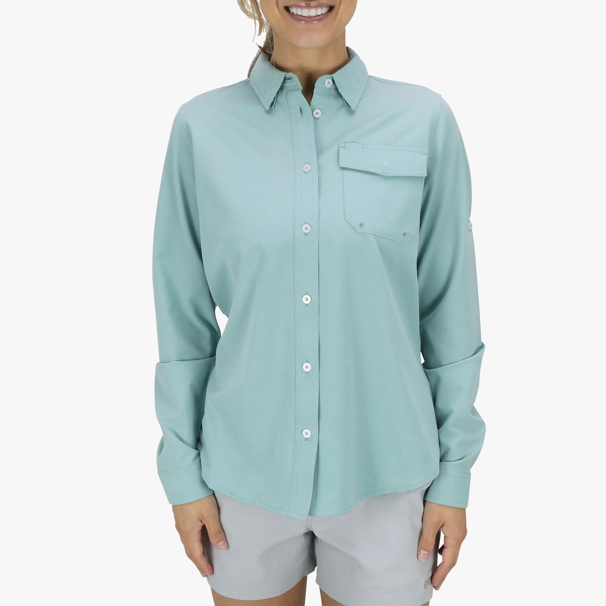 AFTCO Women's Ace LS Button Down Aquifer