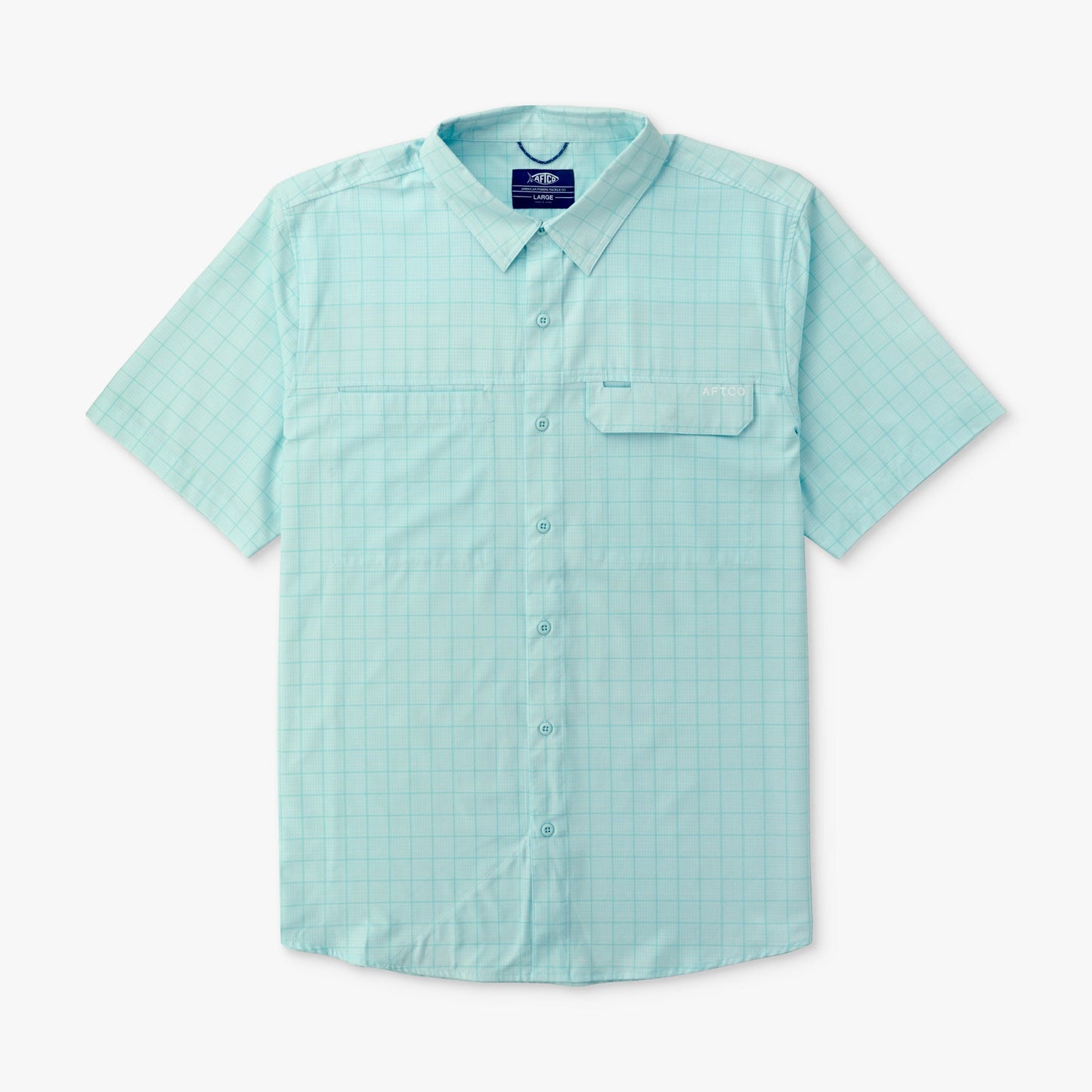 AFTCO Air O Mesh Printed SS Button Down Fishing Shirt Oyster Gray