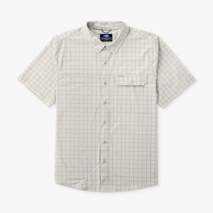 AFTCO Air O Mesh Printed SS Button Down Fishing Shirt Oyster Gray