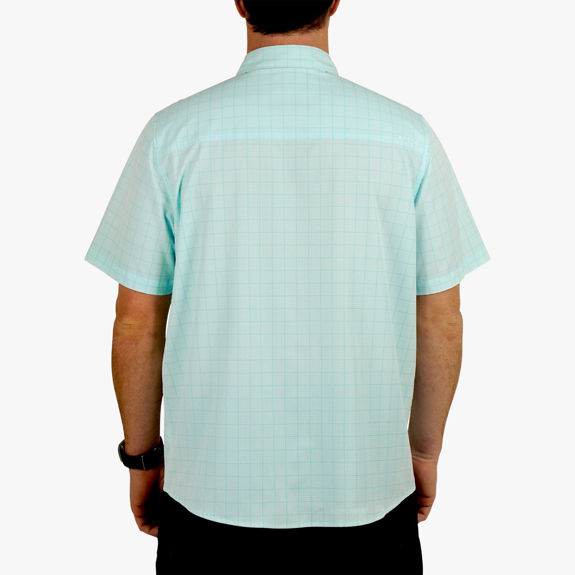 AFTCO Air O Mesh Printed SS Button Down Fishing Shirt Oyster Gray