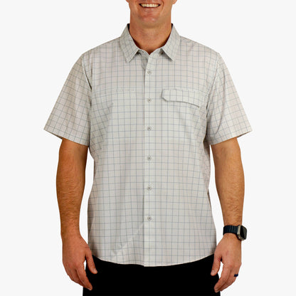 AFTCO Air O Mesh Printed SS Button Down Fishing Shirt Oyster Gray