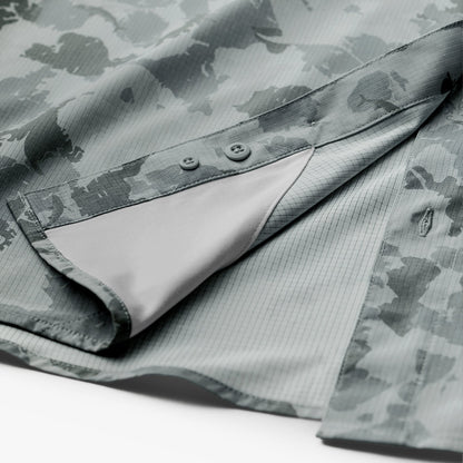 AFTCO Air O Mesh Printed SS Button Down Fishing Shirt Oyster Gray