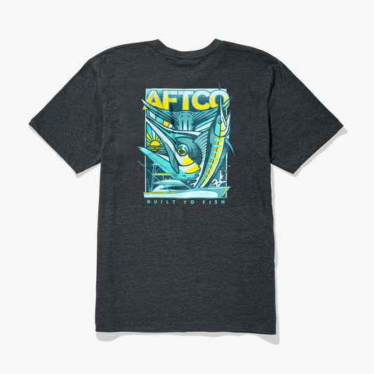 AFTCO Billed Short Sleeve Men's Fishing T-Shirt Charcoal Heather