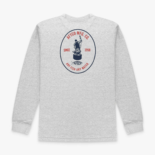 AFTCO MFG LS Fishing Tee Shirt Athletic Heather