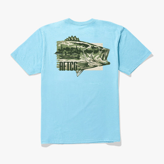 AFTCO Time-Off-Short Sleeve Men's Fishing T-Shirt Milky Blue Heather