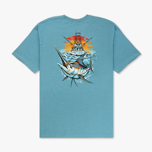 AFTCO Ship Out SS Fishing T-Shirts Aquifer Heather