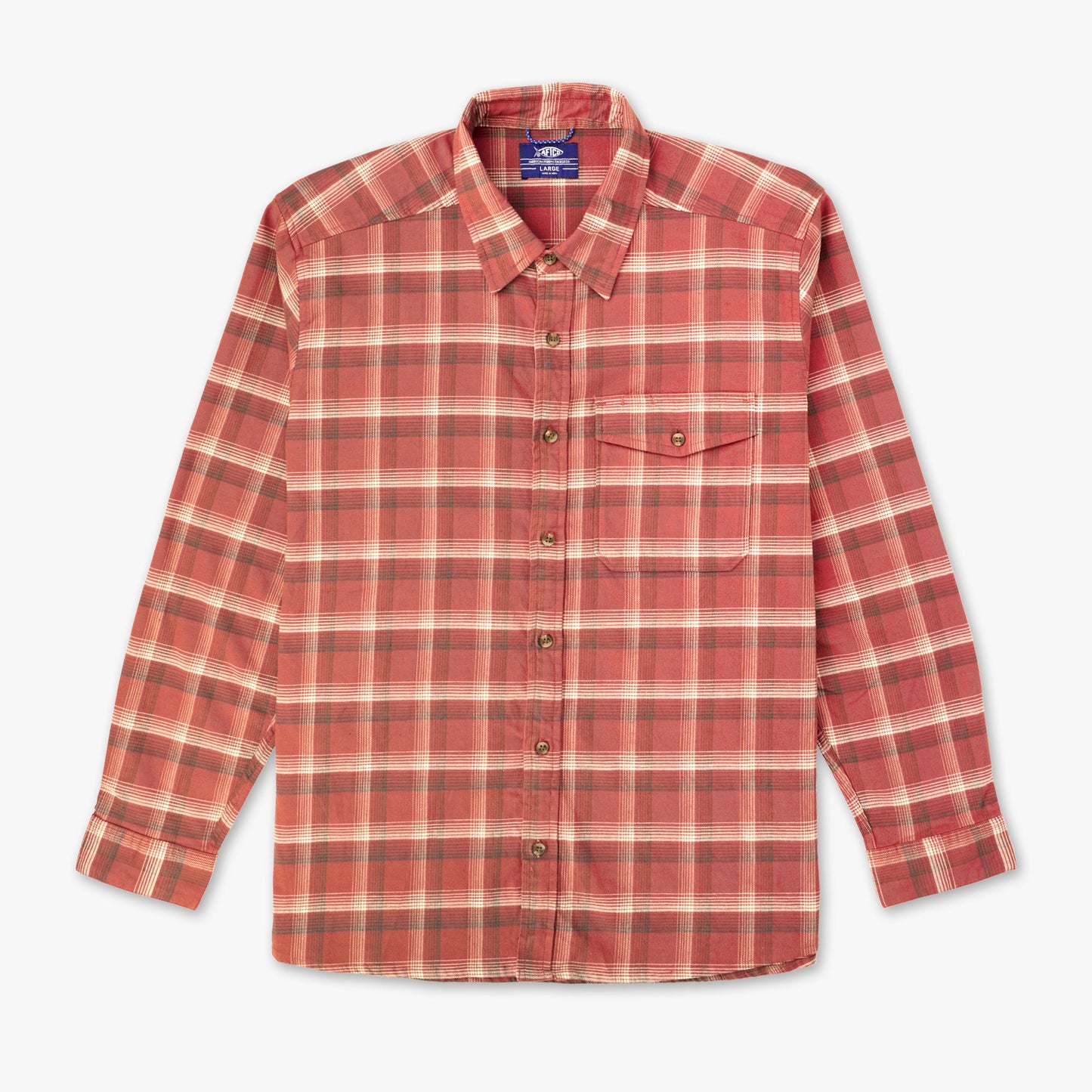 AFTCO Lager LS Flannel Shirt Redwood Burl