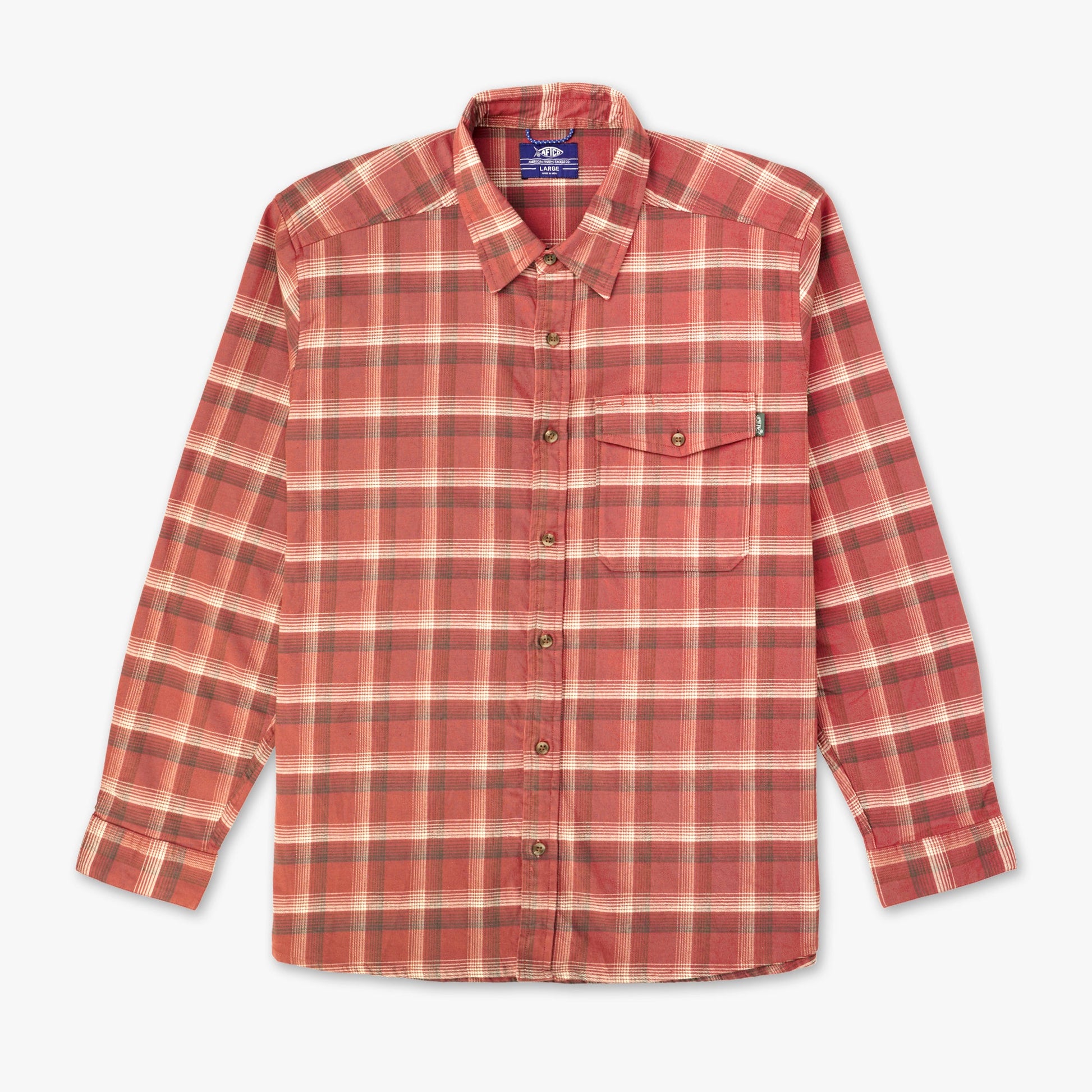 AFTCO Lager LS Flannel Shirt Redwood Burl