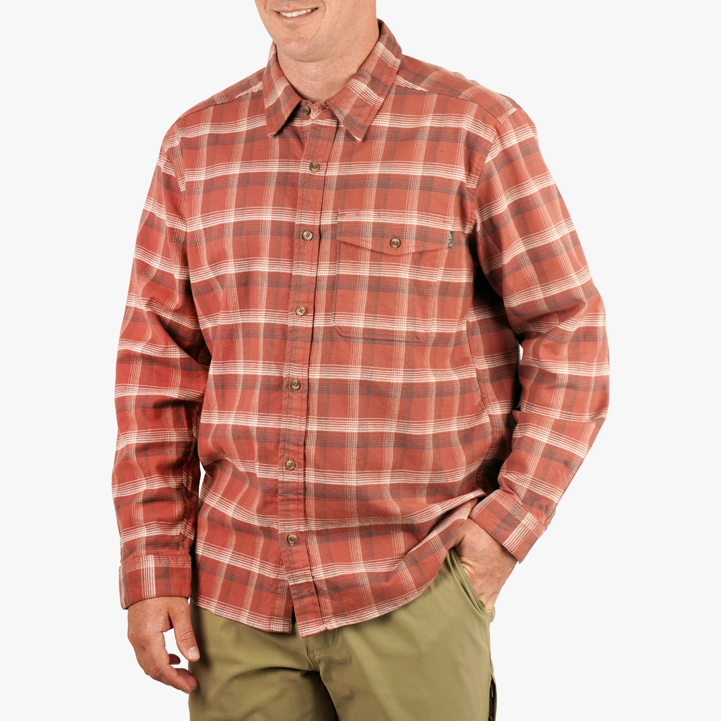 AFTCO Lager LS Flannel Shirt Redwood Burl