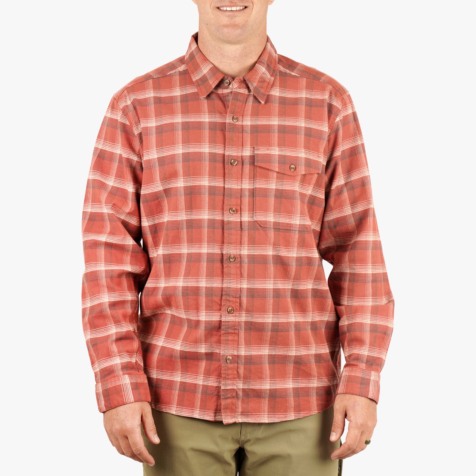 AFTCO Lager LS Flannel Shirt Redwood Burl