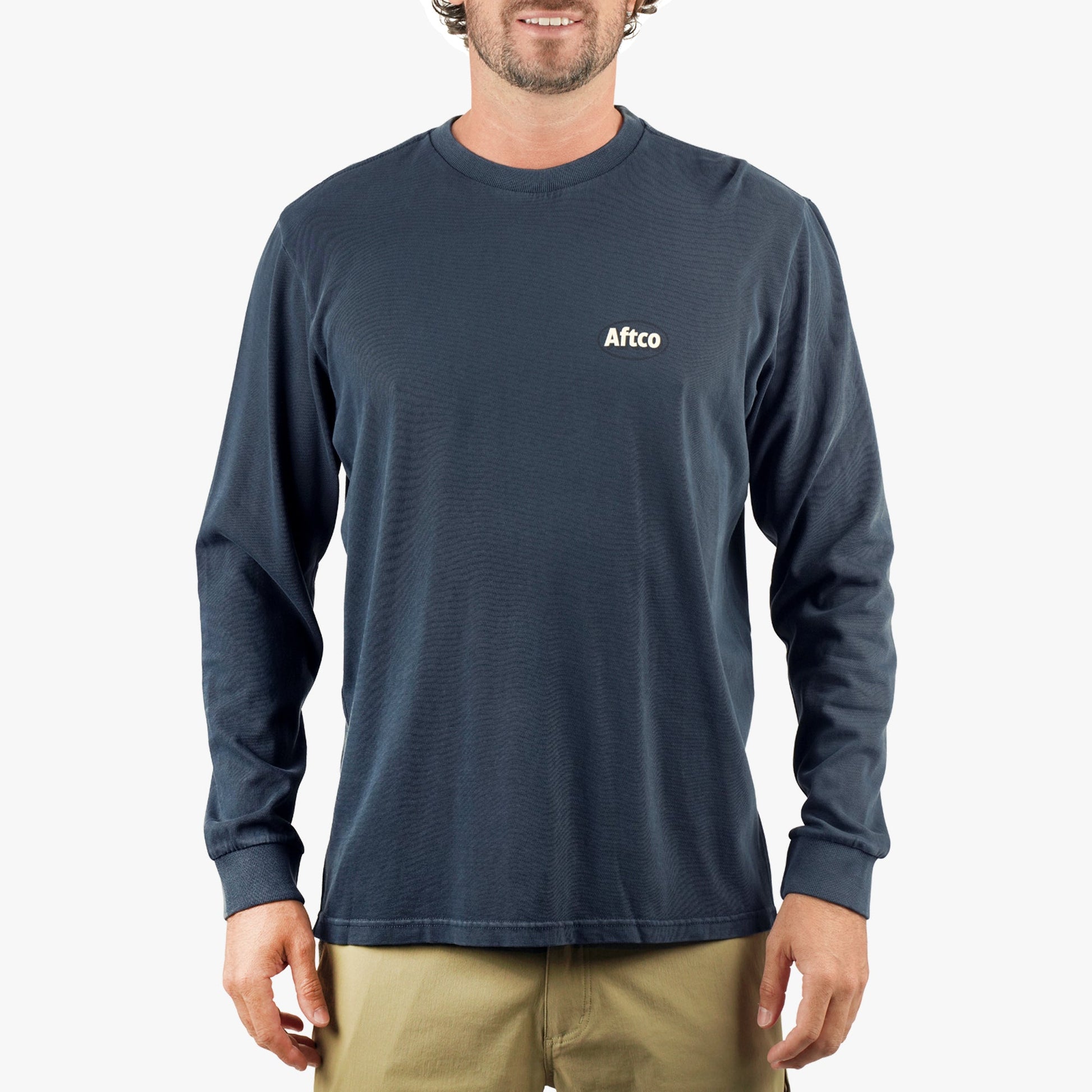 AFTCO Stack Long Sleeve Fishing T-Shirt Navy