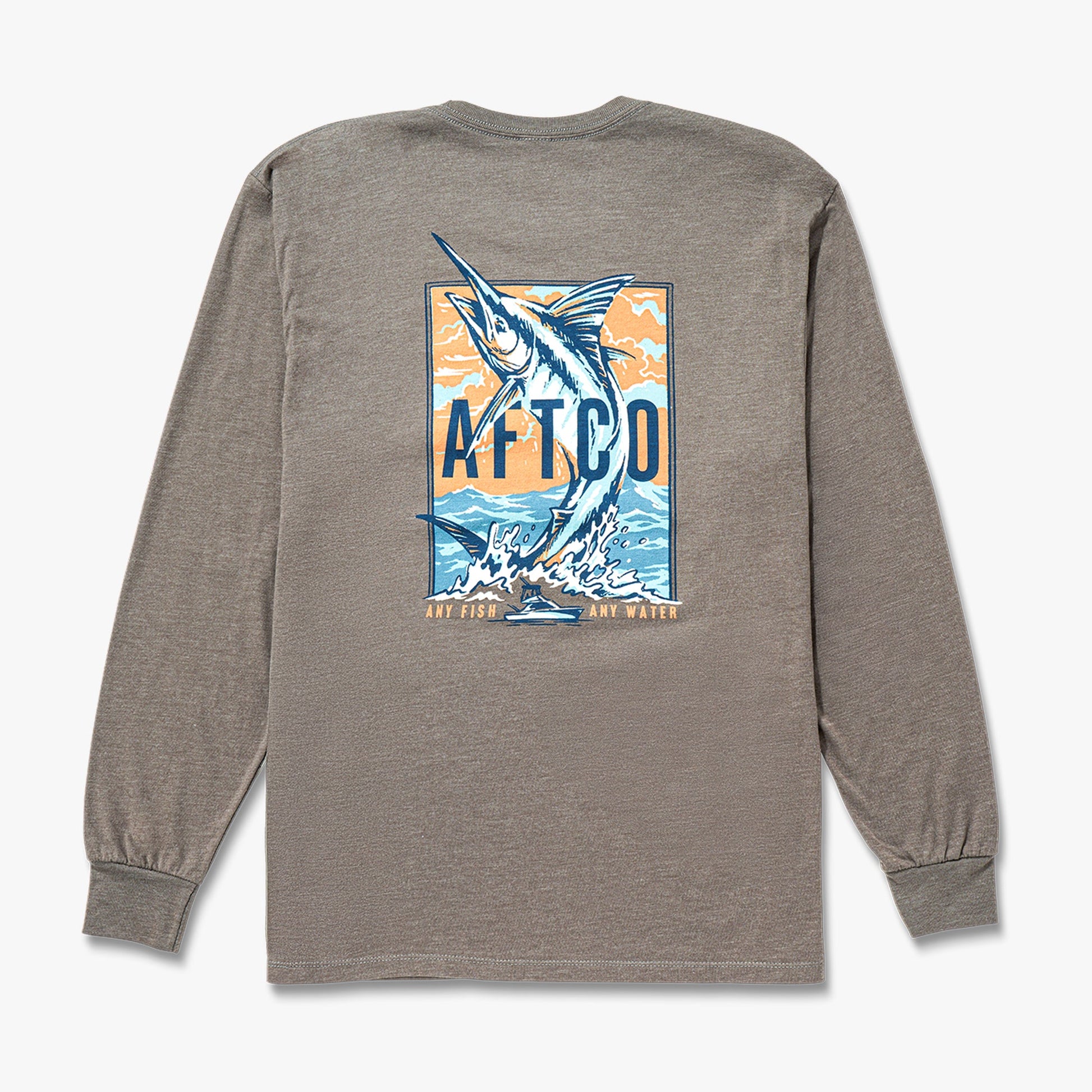 AFTCO Wander Long Sleeve Fishing Shirt Bungee Cord Heather
