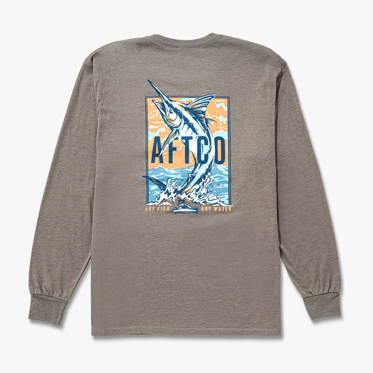 AFTCO Wander Long Sleeve Fishing Shirt Bungee Cord Heather