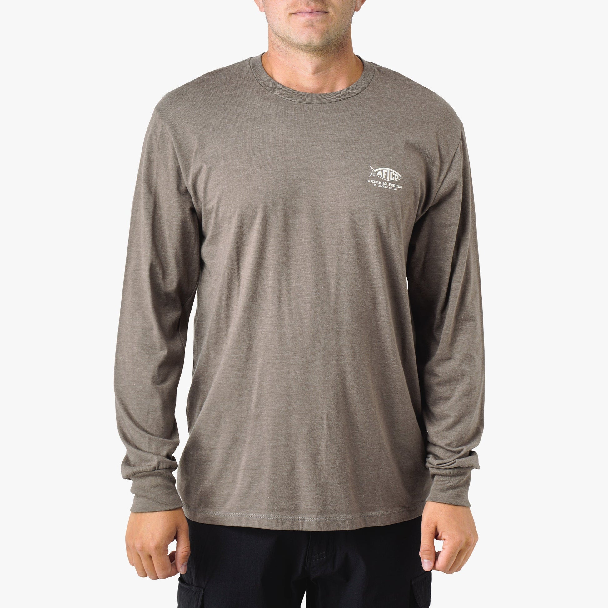 AFTCO Gamble Long Sleeve Men's Fishing T-Shirt Bungee Cord Heather