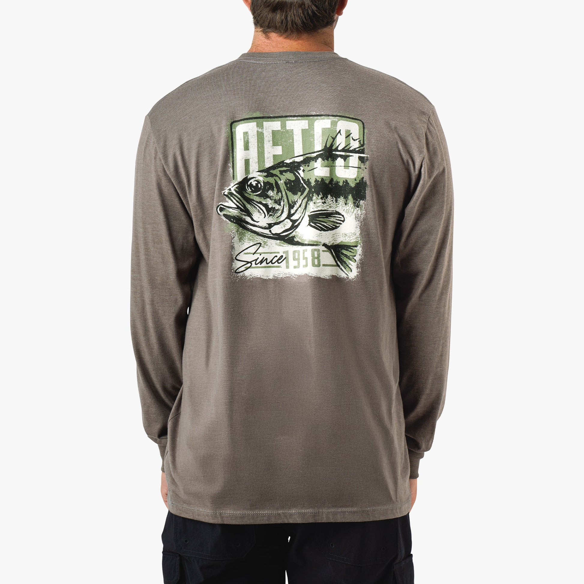 AFTCO Gamble Long Sleeve Men's Fishing T-Shirt Bungee Cord Heather