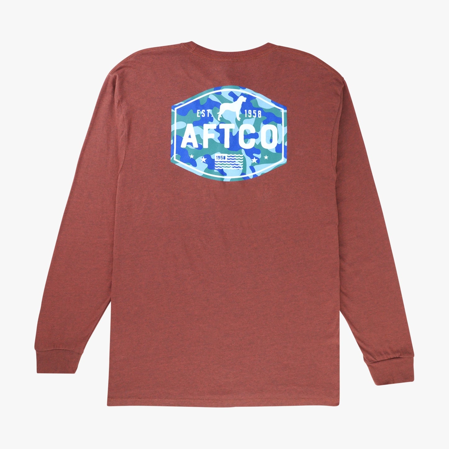 AFTCO Best Friend Long Sleeve Fishing T-Shirts Brick Heather