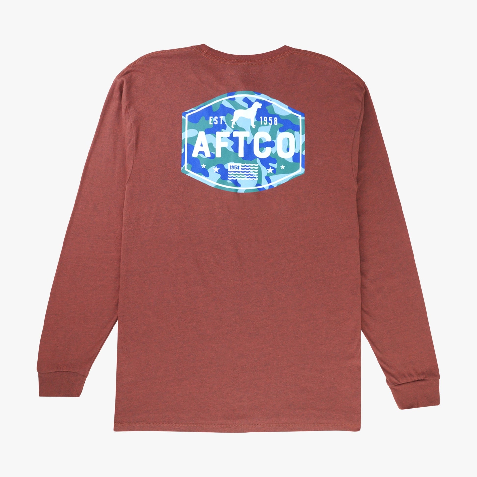 AFTCO Best Friend Long Sleeve Fishing T-Shirts Brick Heather