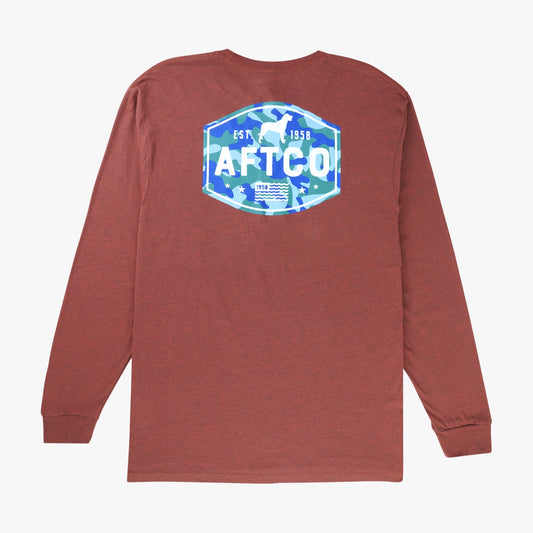 AFTCO Best Friend Long Sleeve Fishing T-Shirts Brick Heather